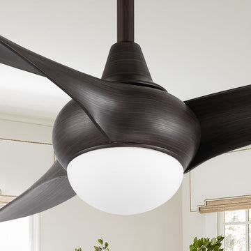 Aviator 52" Coastal Vintage Iron/Plastic Mobile-App/Remote-Controlled 6-Speed Retro Swirl Integrated LED Ceiling Fan